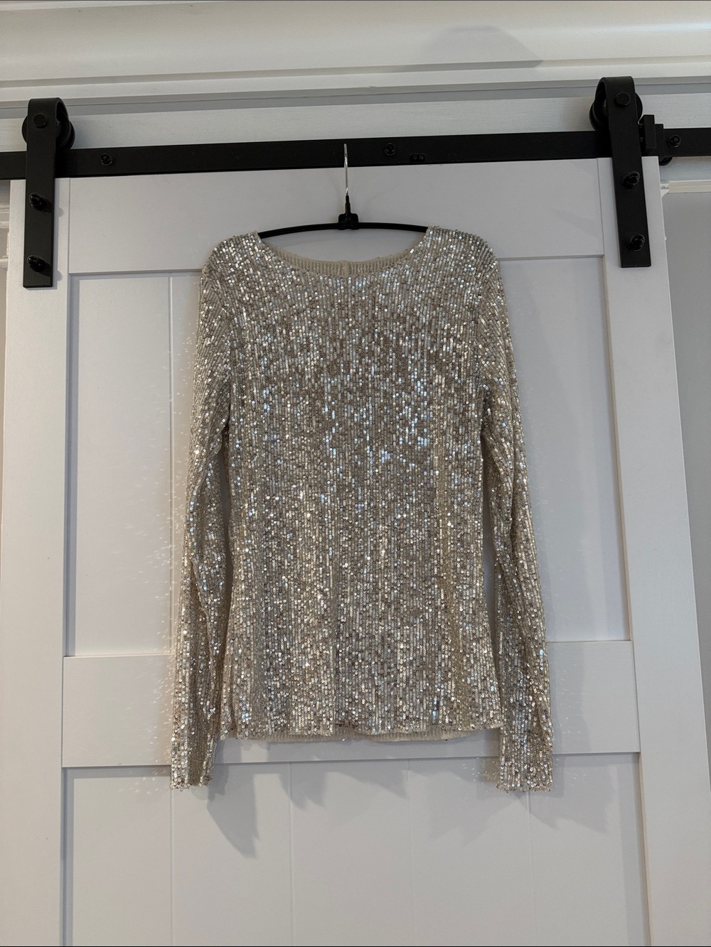 Intimately by Free People Sequin Long-Sleeve Knit Top in Champagne